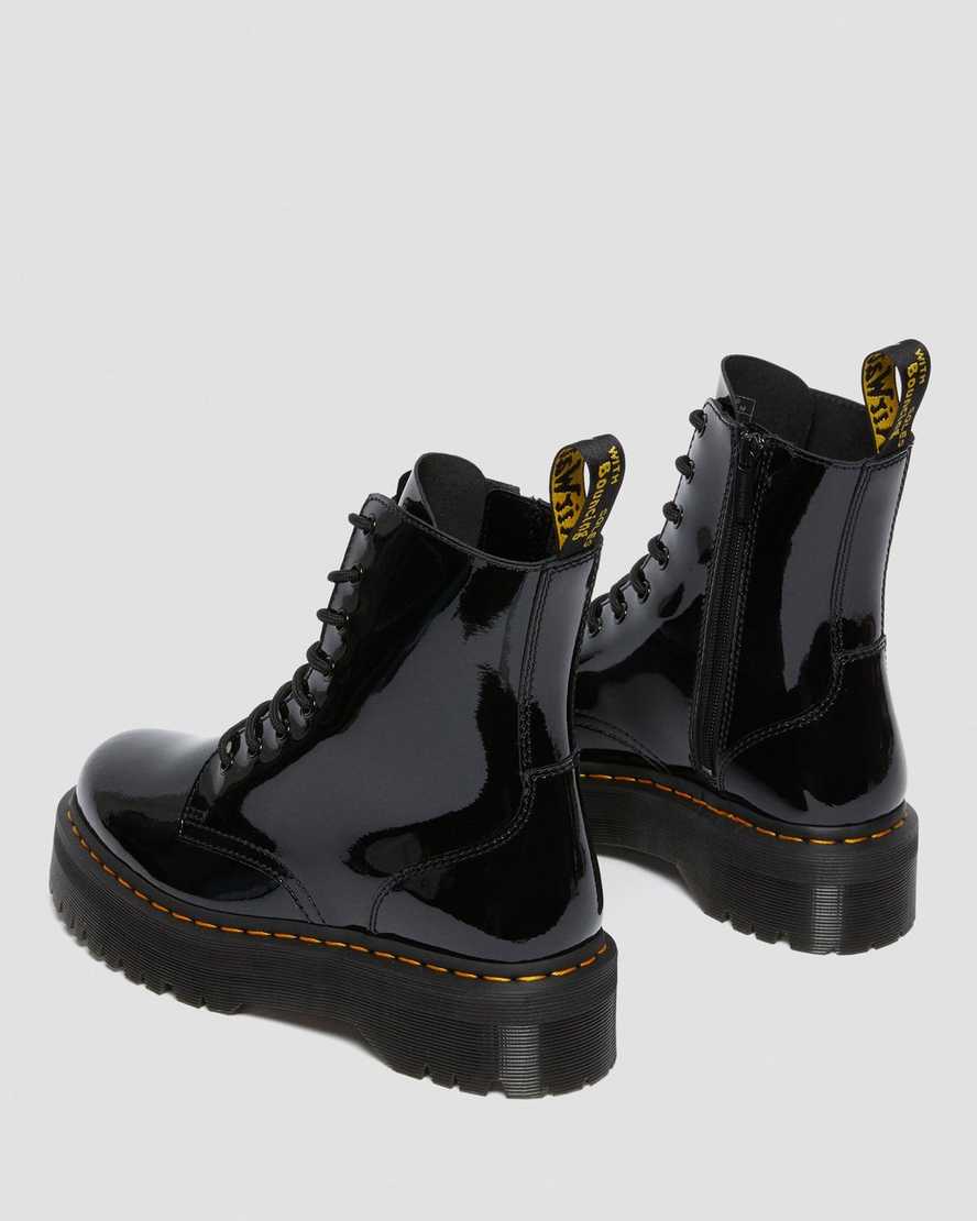 svarta dr martens jadon patent platåstövlar för dam