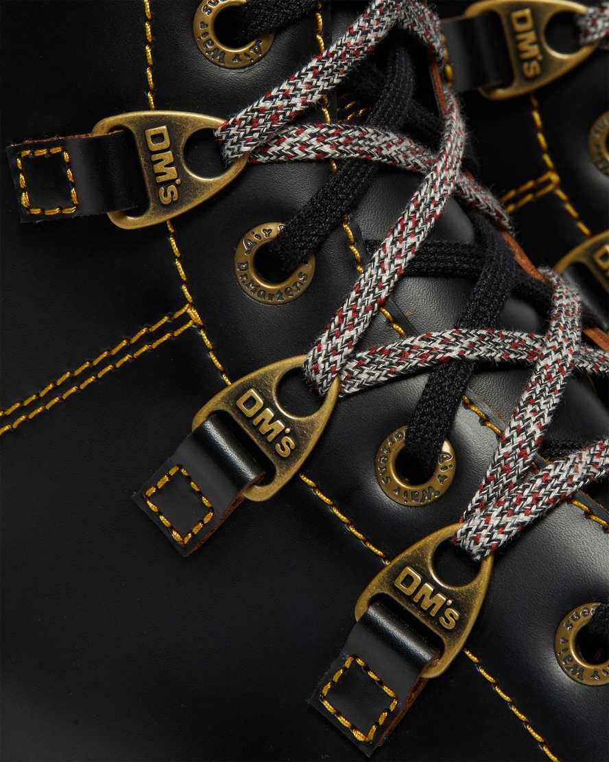 svarta dr martens collier dubbelsnörda platåstövlar för dam