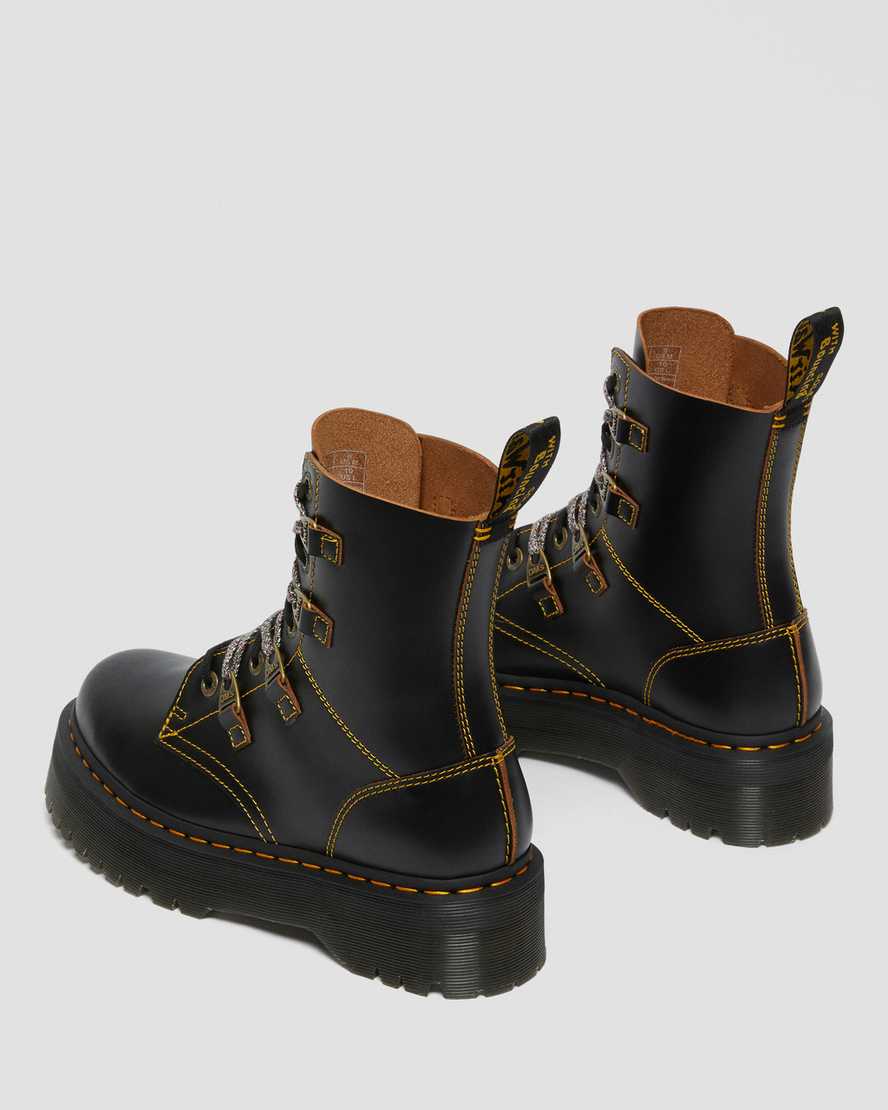 svarta dr martens collier dubbelsnörda platåstövlar för dam