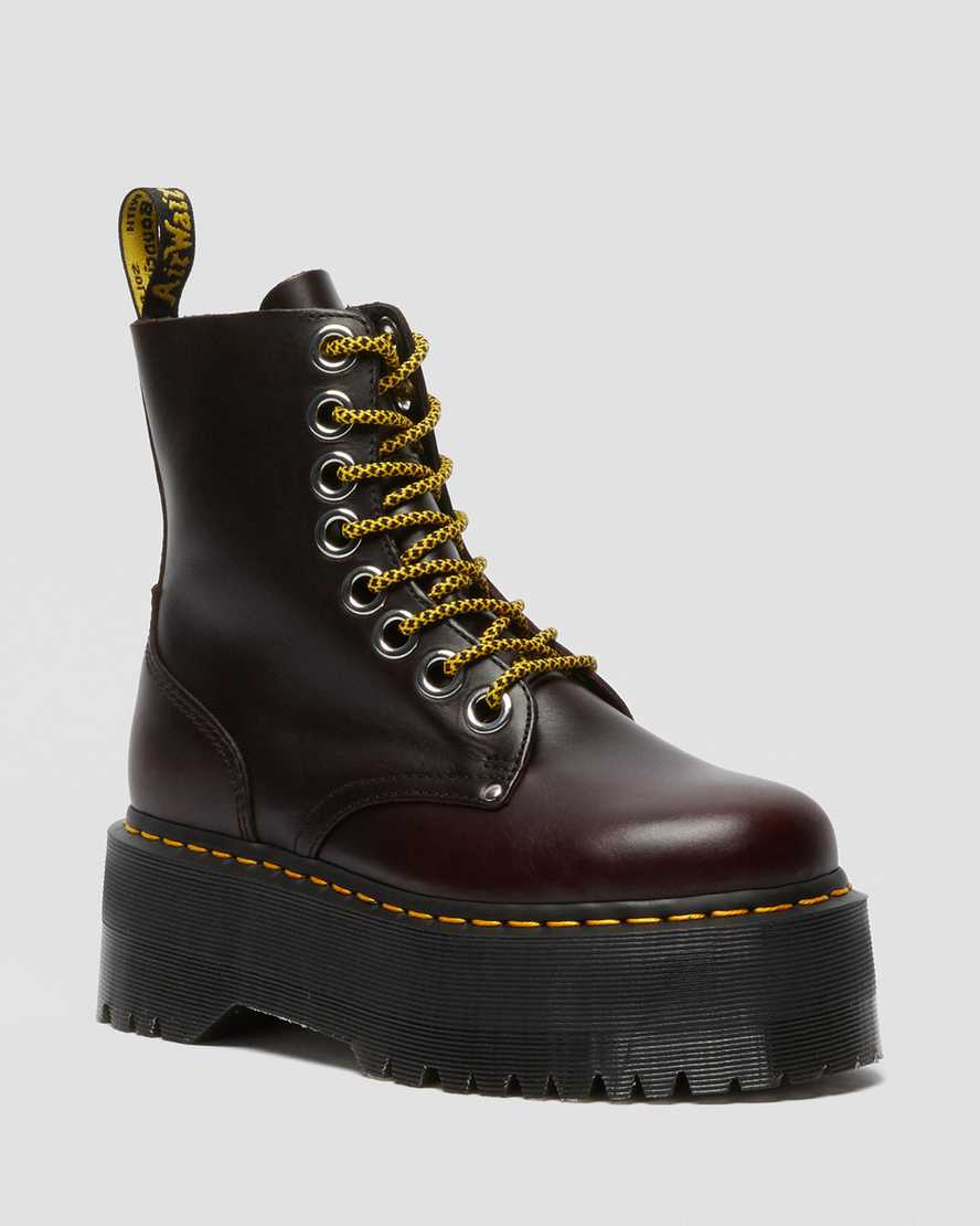 dr martens jadon max platåstövlar för dam i vinröda