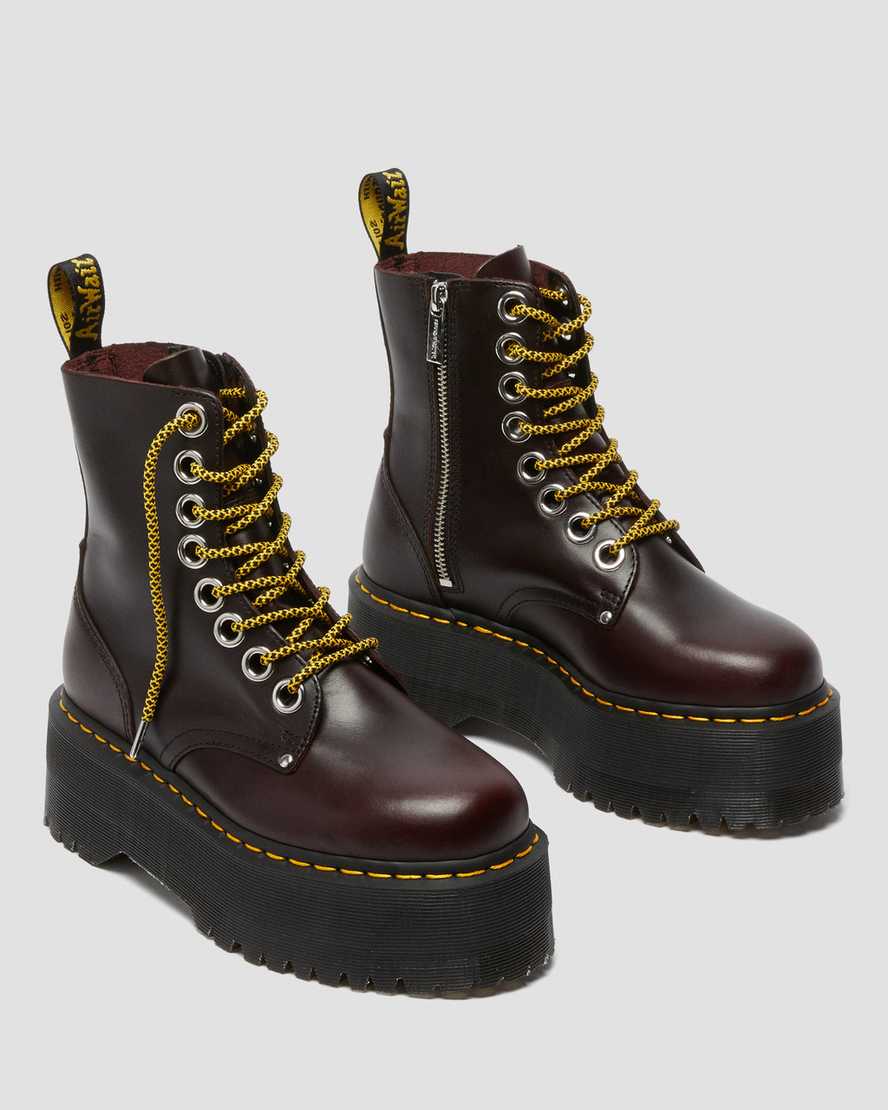 dr martens jadon max platåstövlar för dam i vinröda