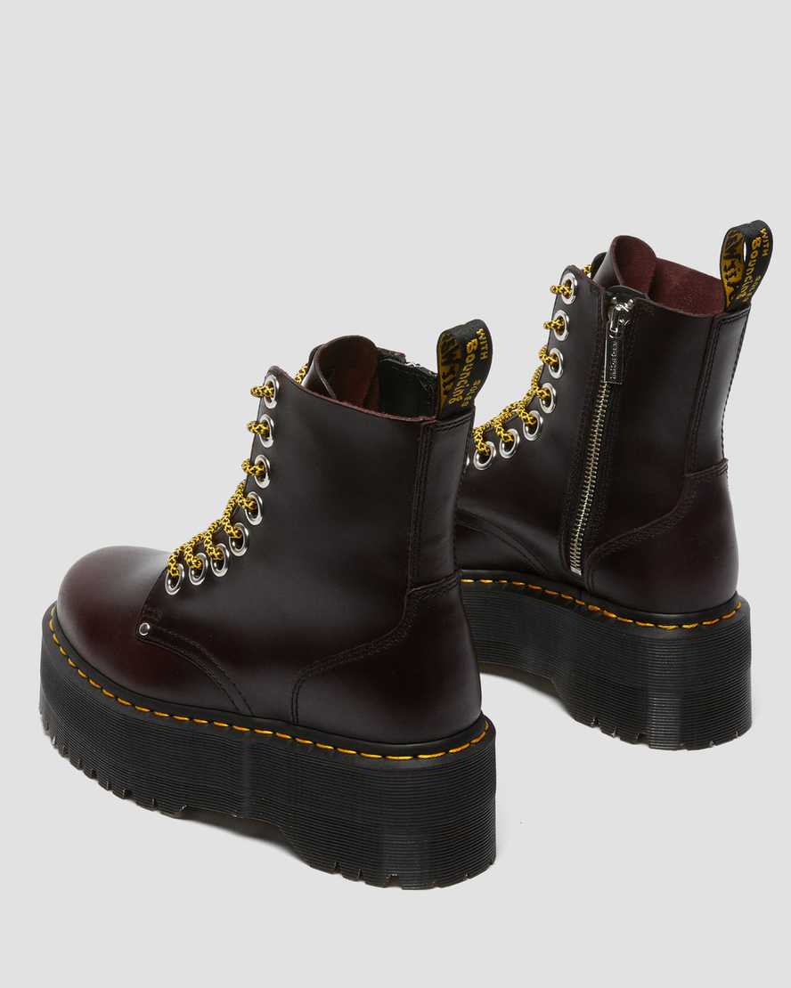 dr martens jadon max platåstövlar för dam i vinröda