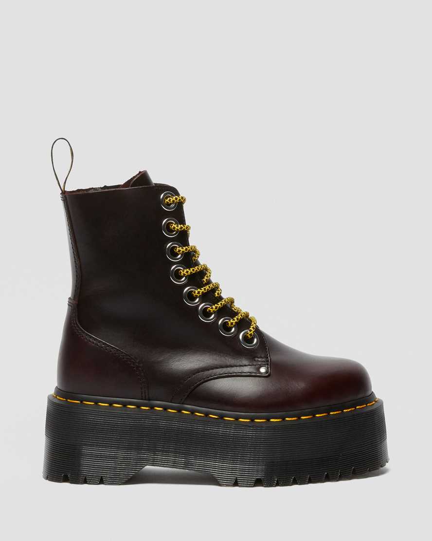 dr martens jadon max platåstövlar för dam i vinröda