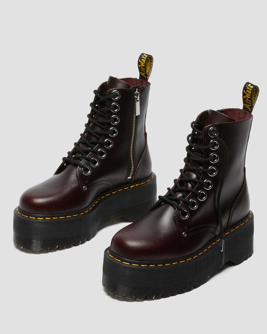 dr martens jadon max platåstövlar för dam i vinröda