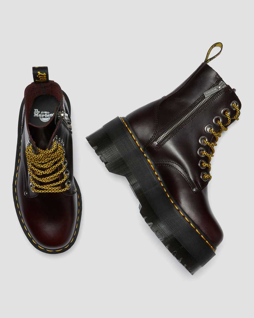 dr martens jadon max platåstövlar för dam i vinröda