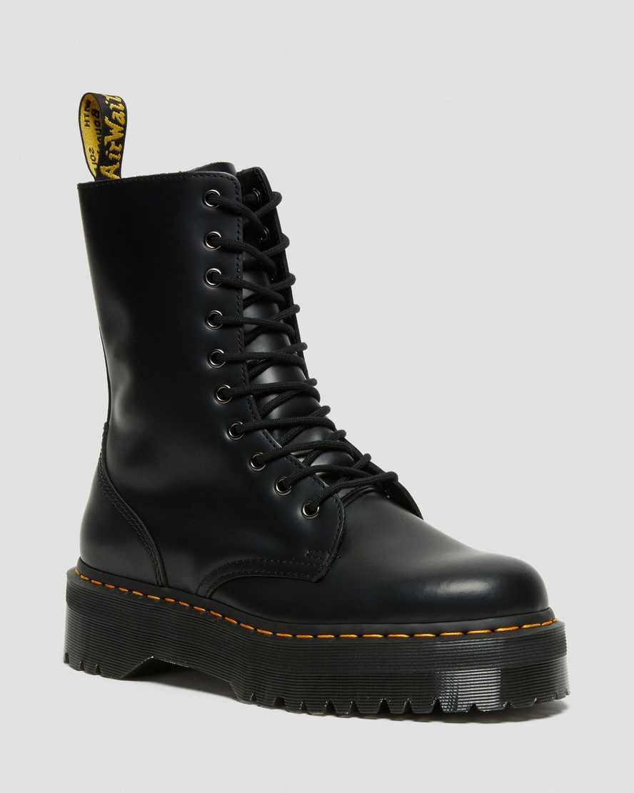 svarta dr martens jadon hi smooth platåstövlar för dam
