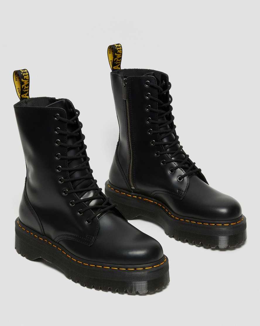 svarta dr martens jadon hi smooth platåstövlar för dam