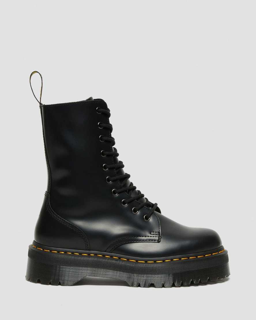 svarta dr martens jadon hi smooth platåstövlar för dam