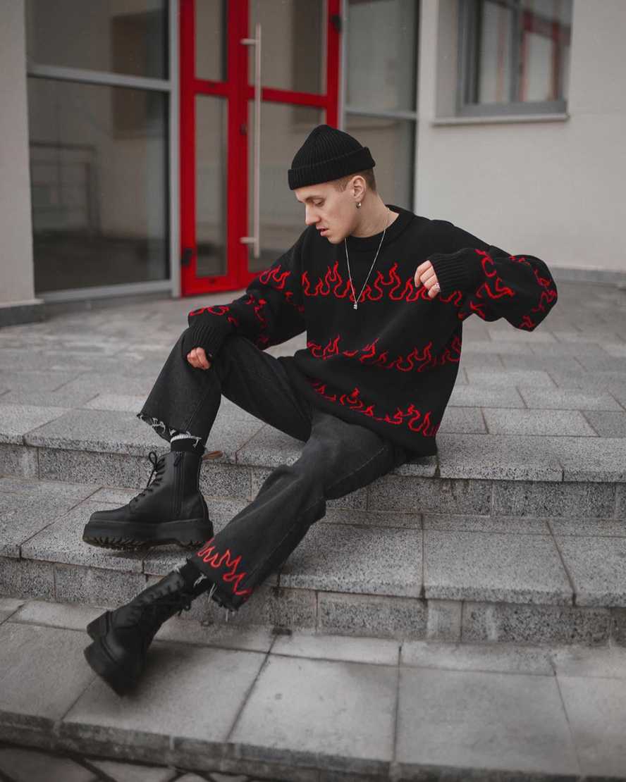svarta dr martens jadon ii mono platåstövlar för dam