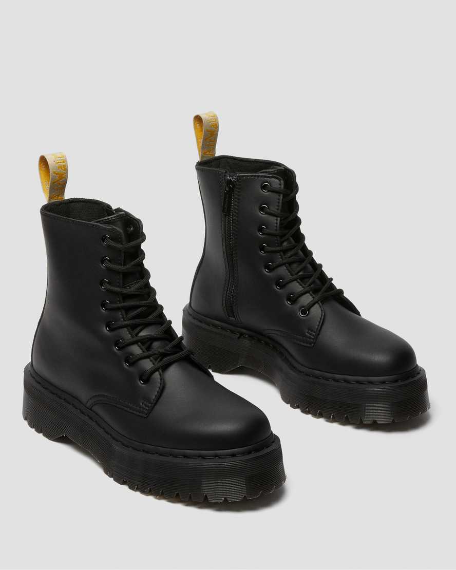 svarta dr martens jadon ii mono platåstövlar för dam