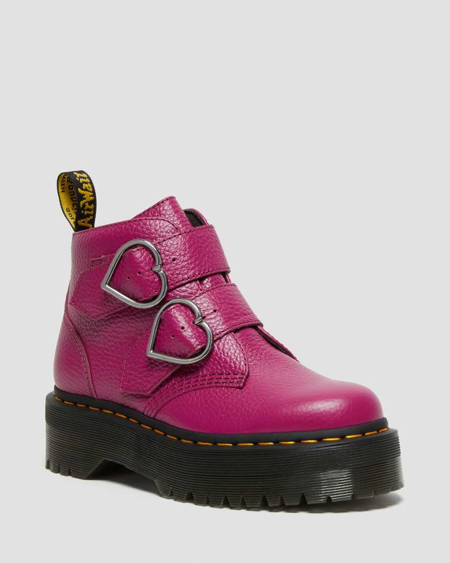 rosa dr martens devon heart dam platåstövlar