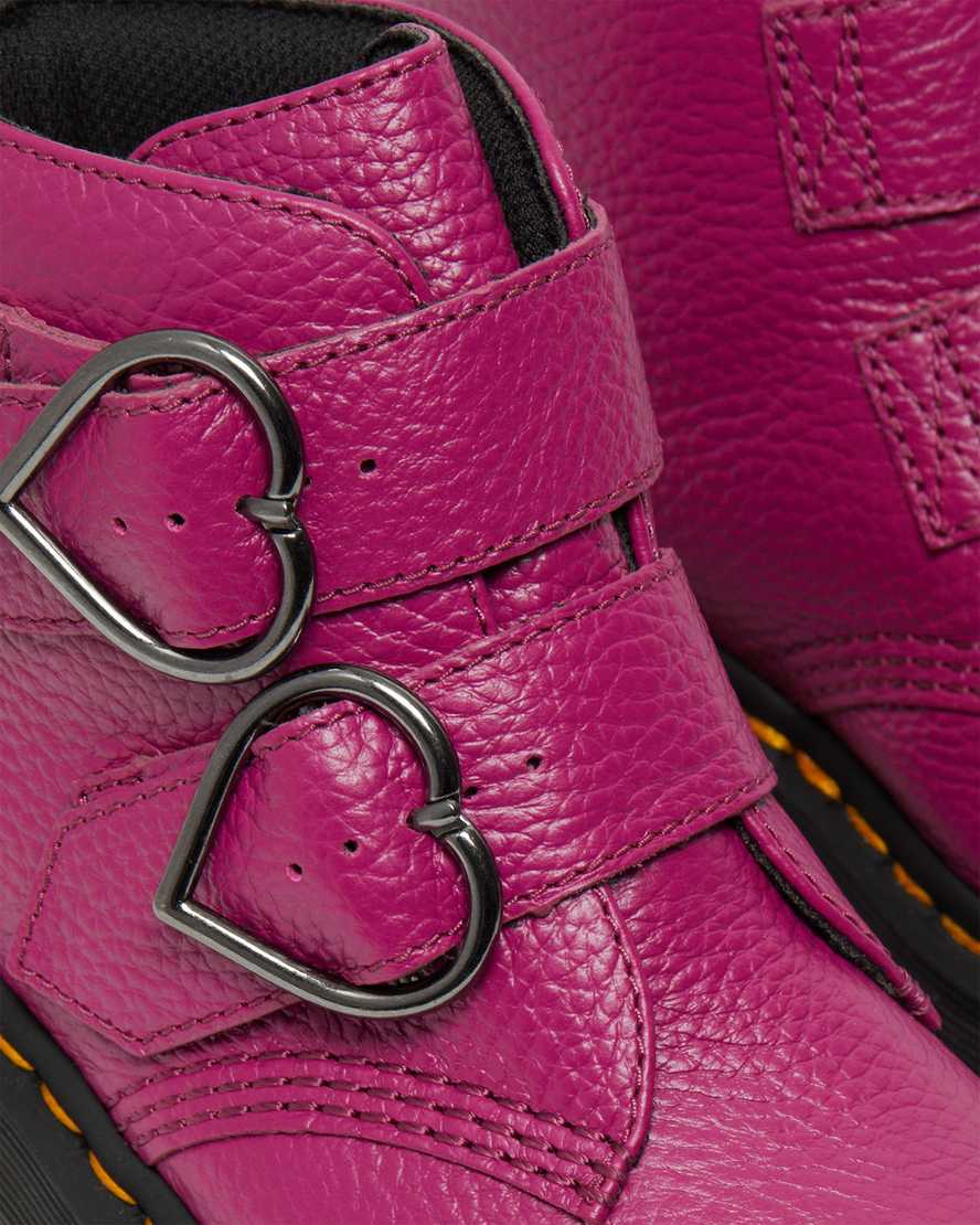 rosa dr martens devon heart dam platåstövlar