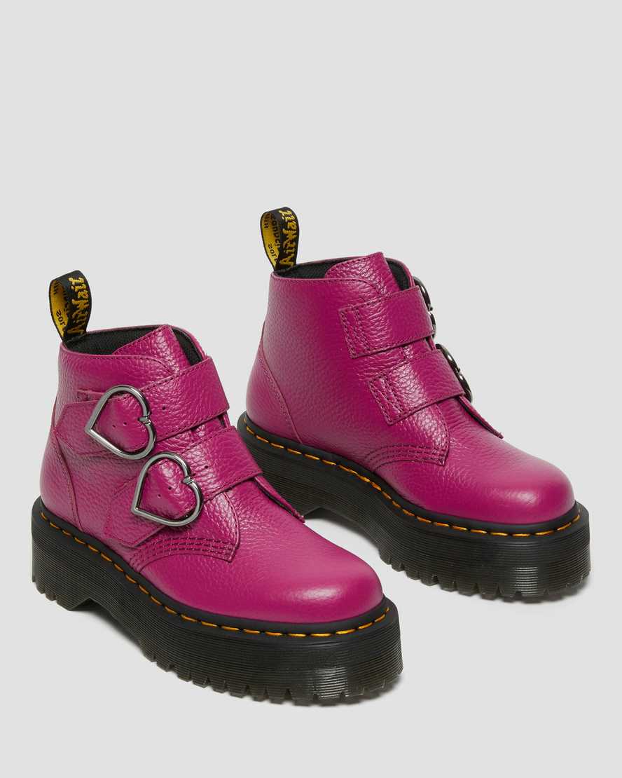 rosa dr martens devon heart dam platåstövlar