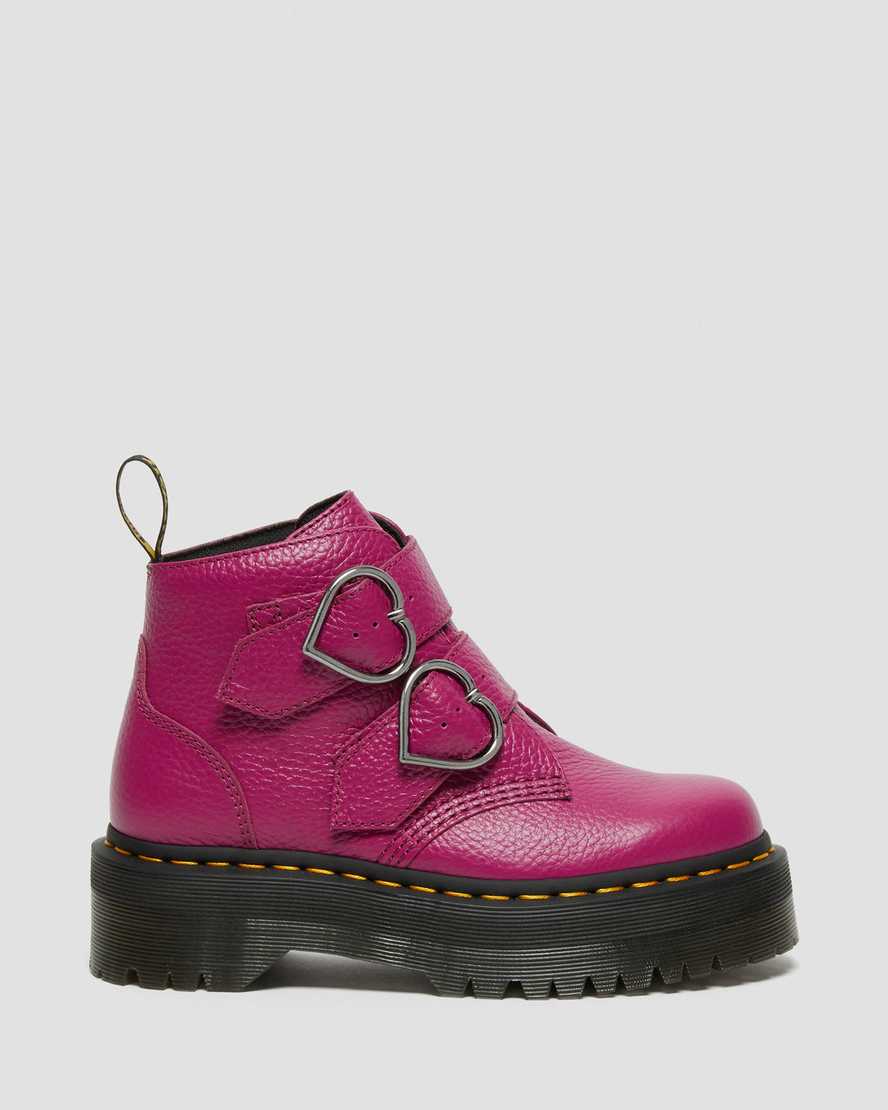 rosa dr martens devon heart dam platåstövlar