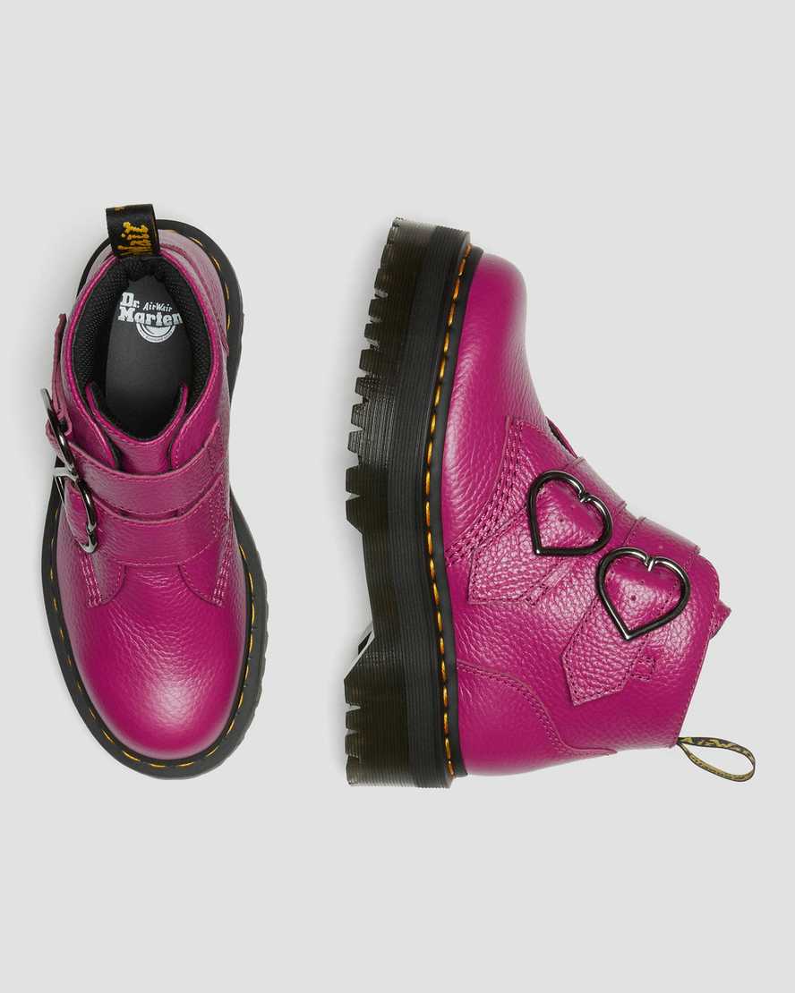 rosa dr martens devon heart dam platåstövlar
