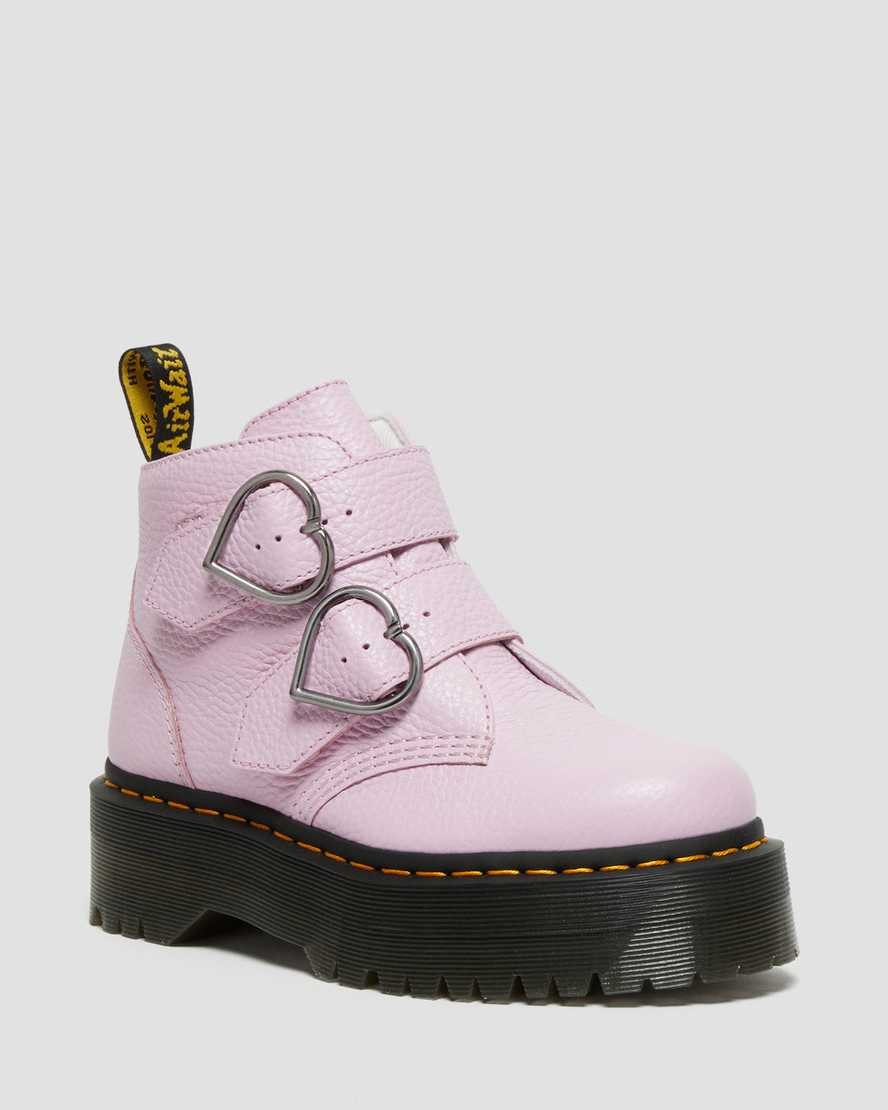 rosa dr martens devon heart dam platåstövlar