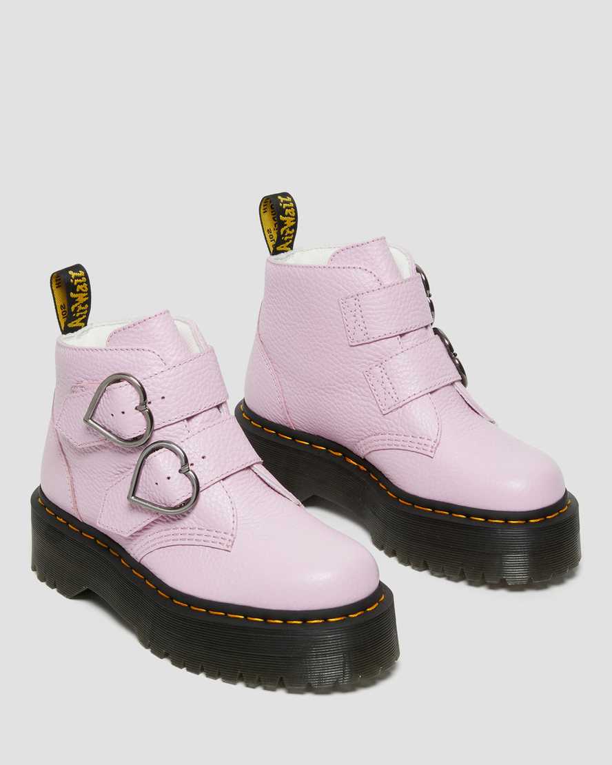 rosa dr martens devon heart dam platåstövlar