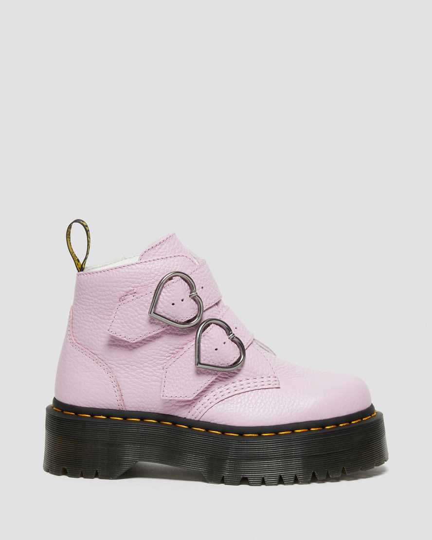 rosa dr martens devon heart dam platåstövlar
