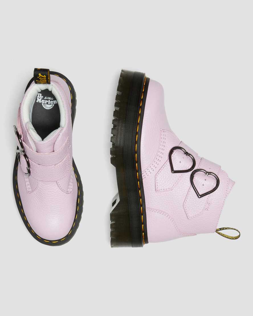 rosa dr martens devon heart dam platåstövlar