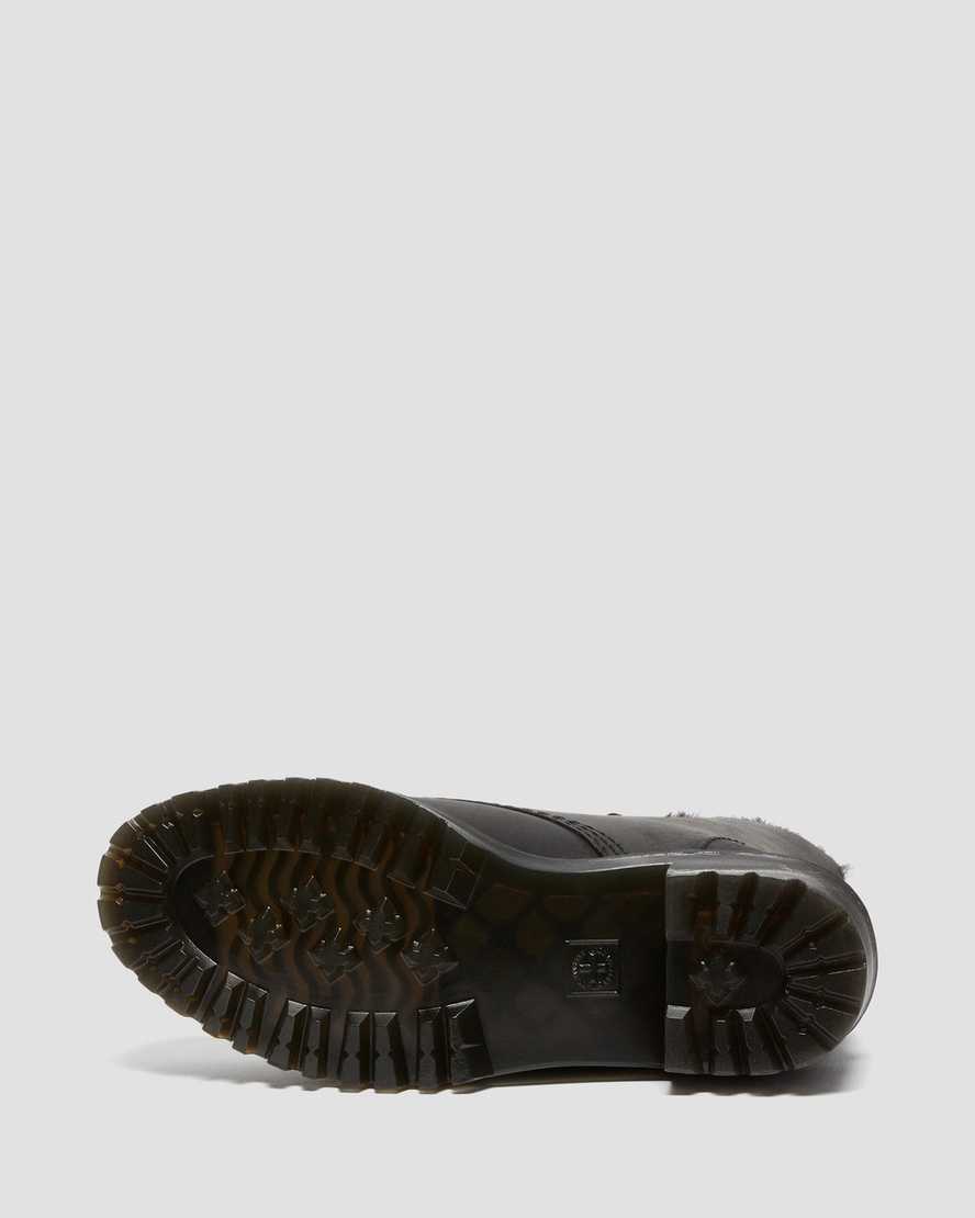 svarta dr martens leona faux fur platåstövlar för dam
