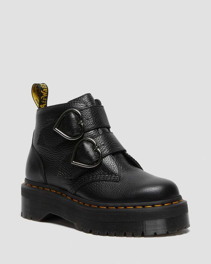 svarta dr martens devon heart platåstövlar för dam
