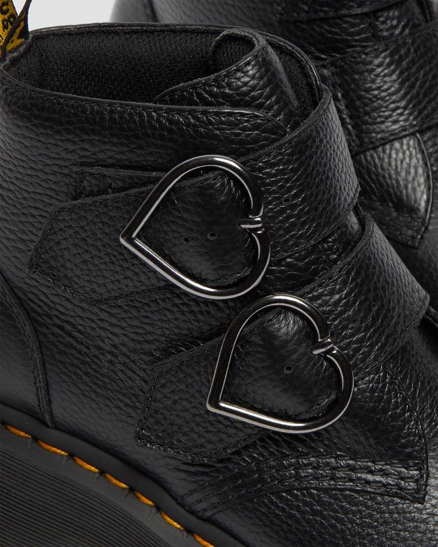 svarta dr martens devon heart platåstövlar för dam