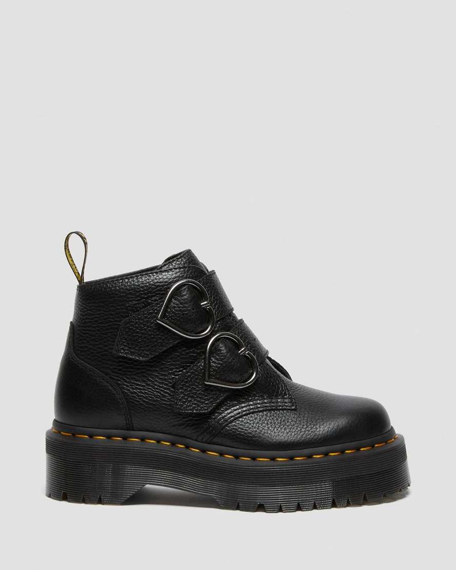 svarta dr martens devon heart platåstövlar för dam