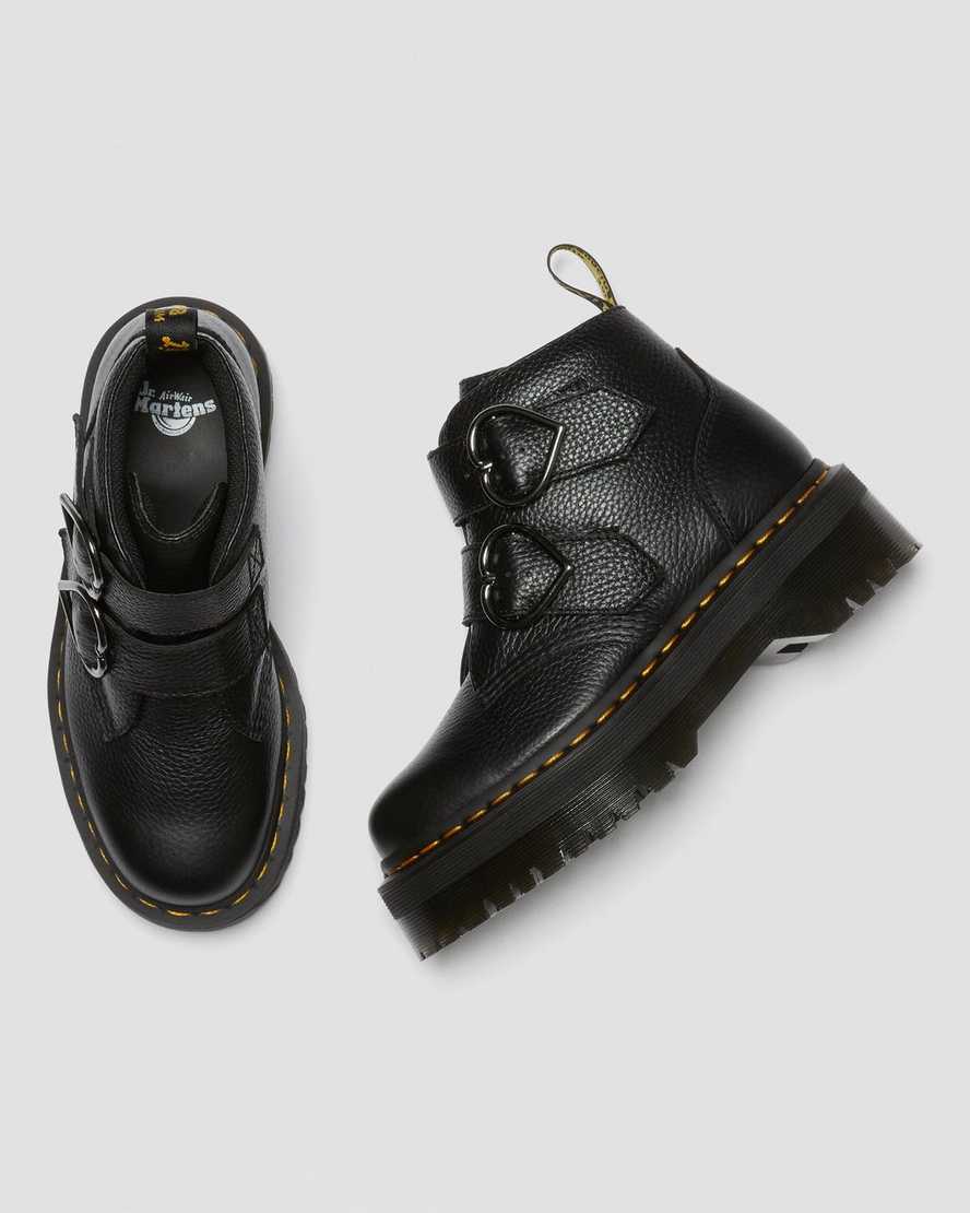 svarta dr martens devon heart platåstövlar för dam