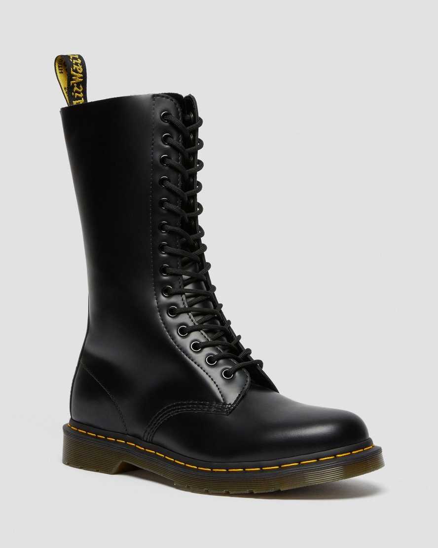 svarta dr martens 1914 smooth dam höga stövlar