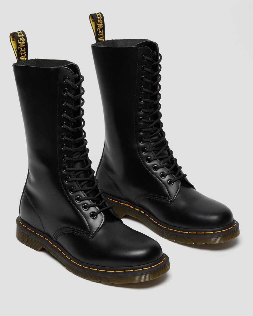 svarta dr martens 1914 smooth dam höga stövlar