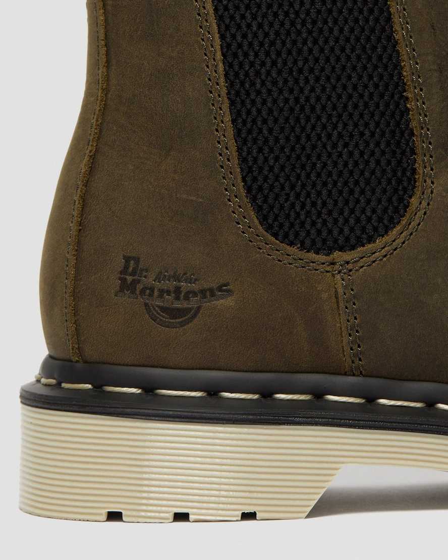 olivgröna dr martens arbor steel toe chelsea arbetsstövlar för dam