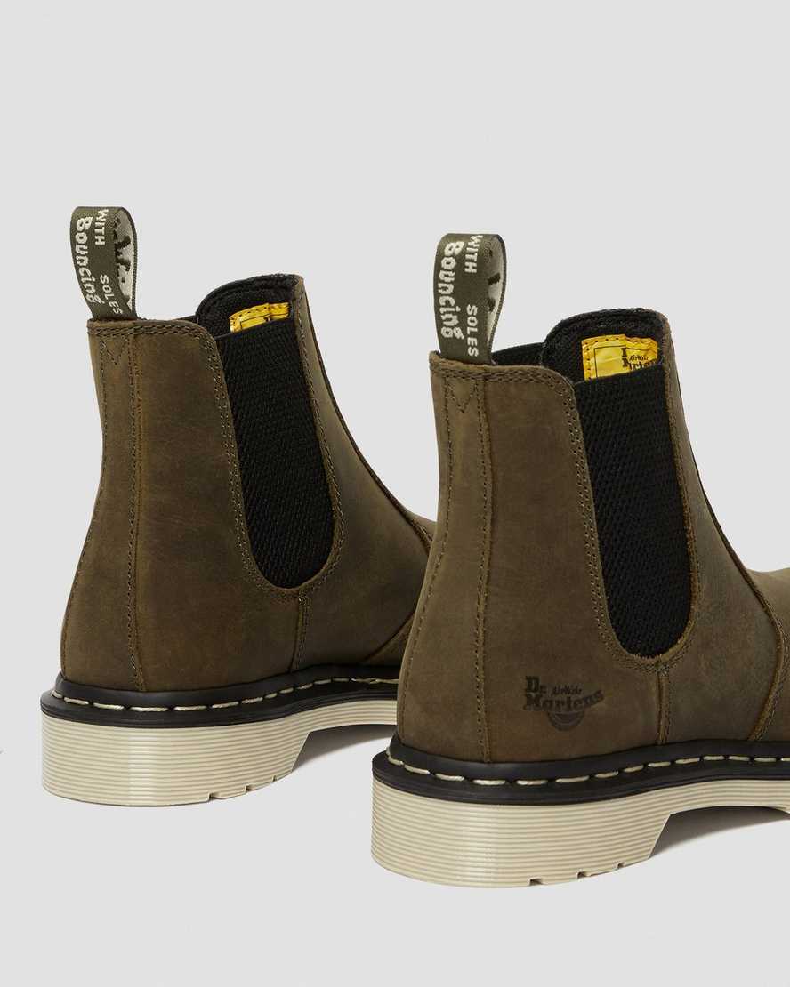 olivgröna dr martens arbor steel toe chelsea arbetsstövlar för dam