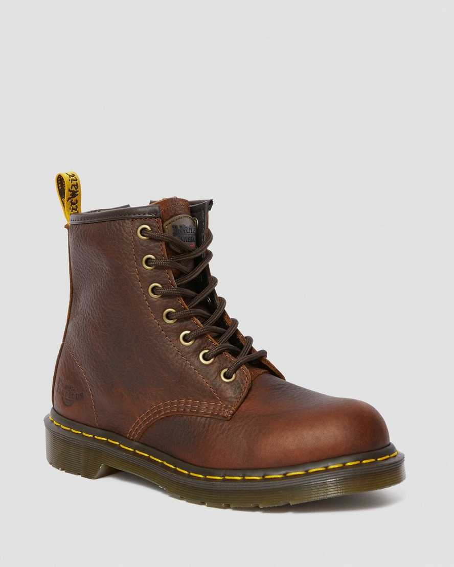 bruna dr martens maple zip steel toe arbetsstövlar för dam