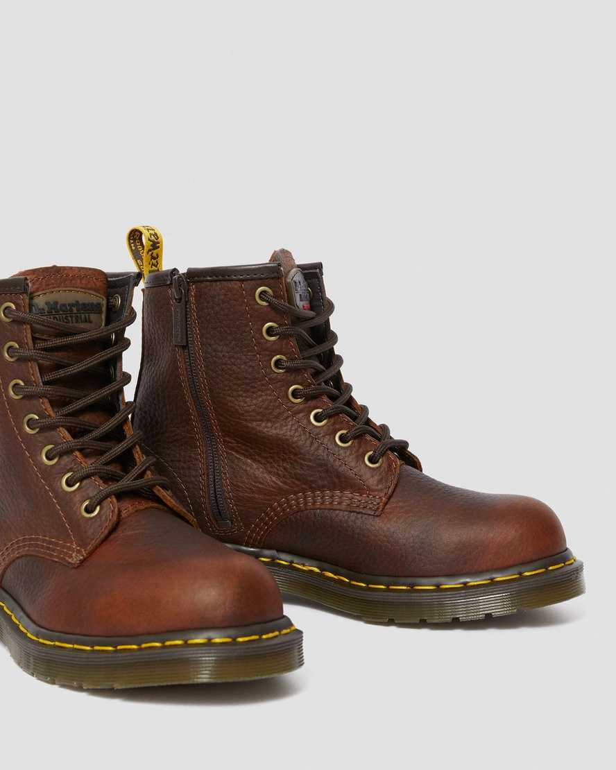 bruna dr martens maple zip steel toe arbetsstövlar för dam