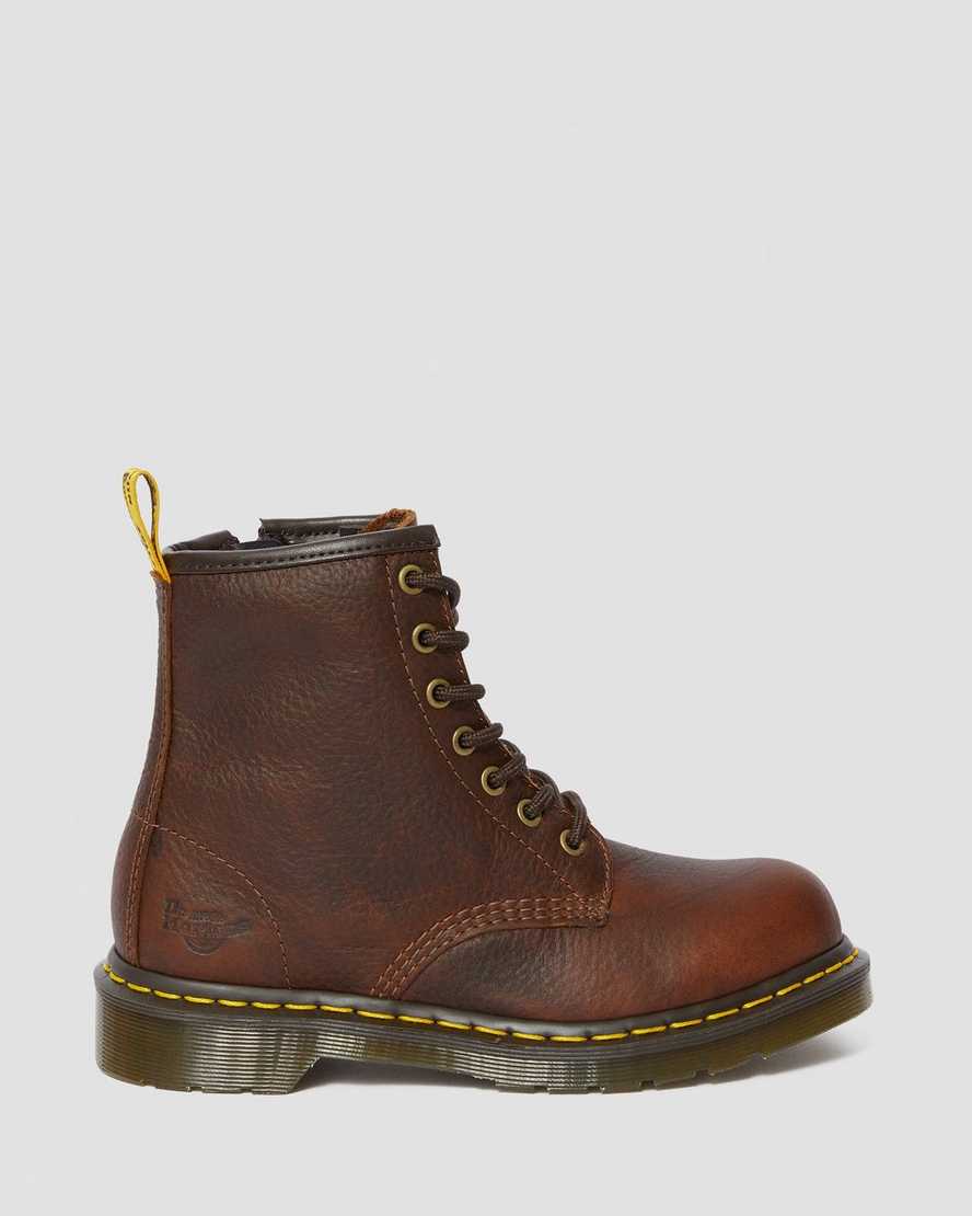 bruna dr martens maple zip steel toe arbetsstövlar för dam