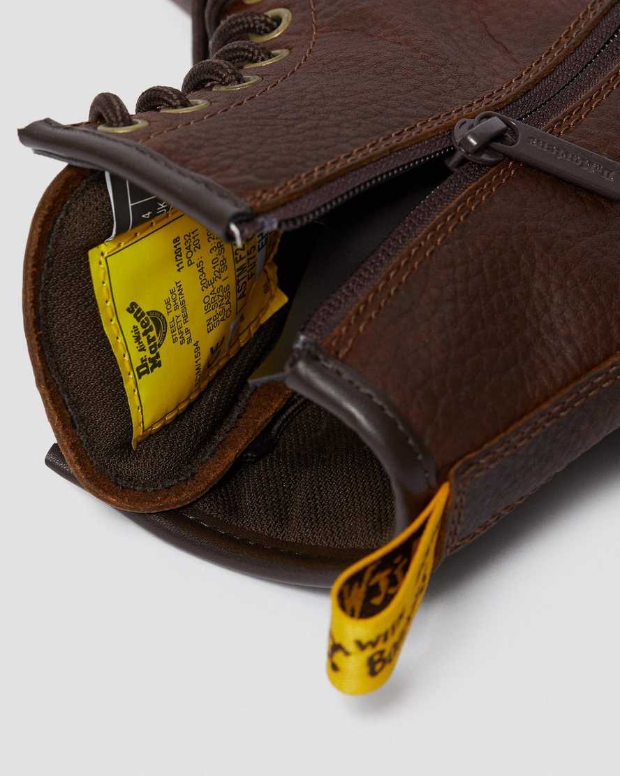 bruna dr martens maple zip steel toe arbetsstövlar för dam