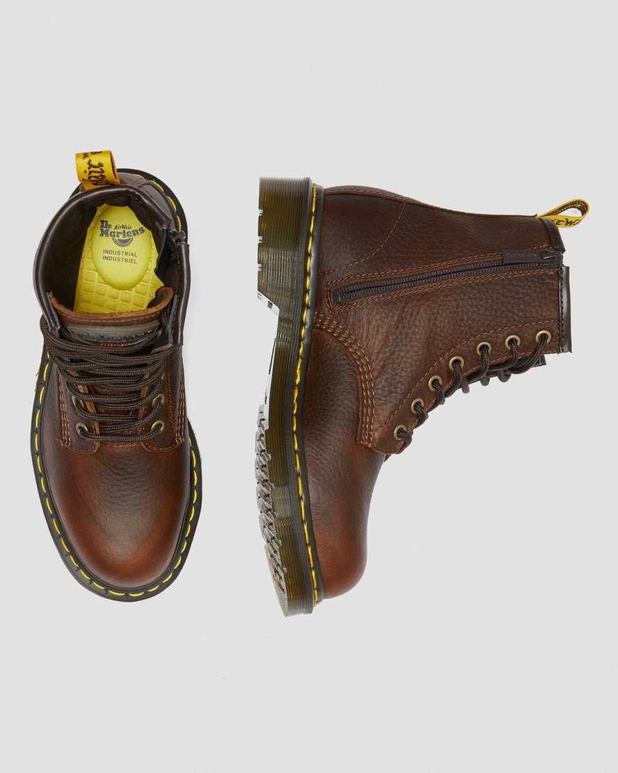 bruna dr martens maple zip steel toe arbetsstövlar för dam
