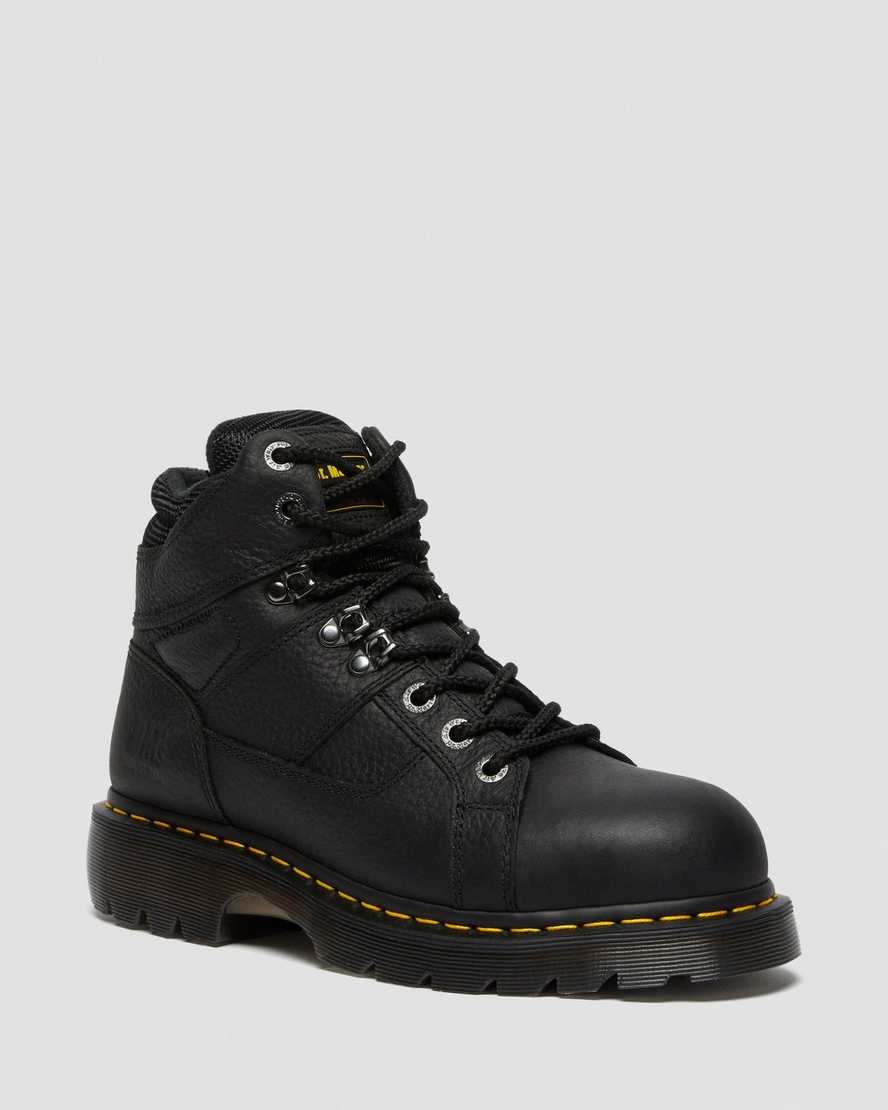 svarta dr martens ironbridge grizzly steel toe arbetsstövlar för dam