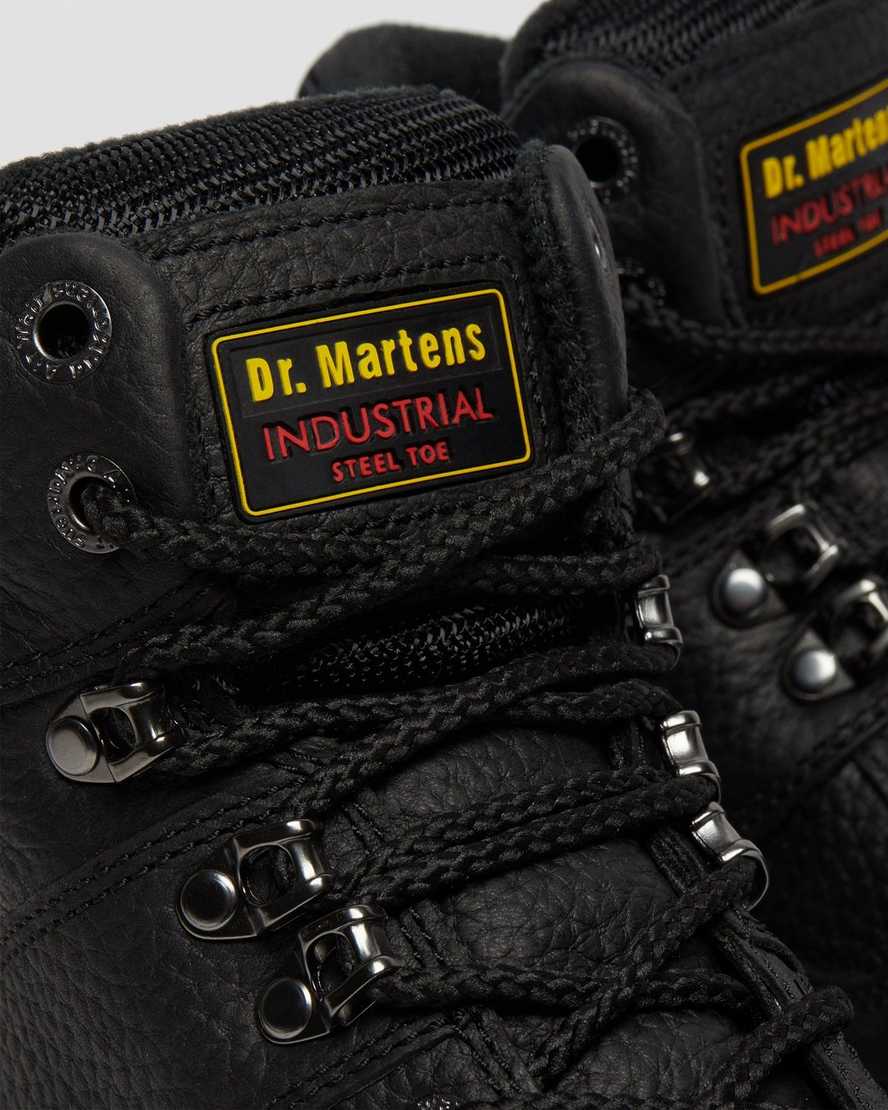 svarta dr martens ironbridge grizzly steel toe arbetsstövlar för dam