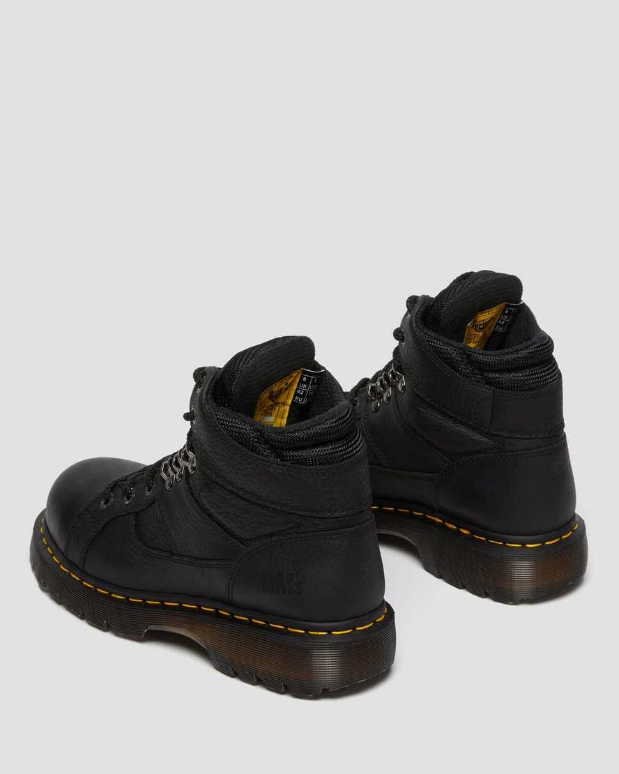 svarta dr martens ironbridge grizzly steel toe arbetsstövlar för dam