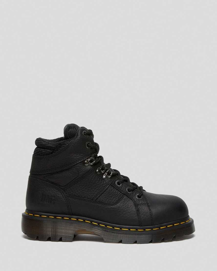 svarta dr martens ironbridge grizzly steel toe arbetsstövlar för dam