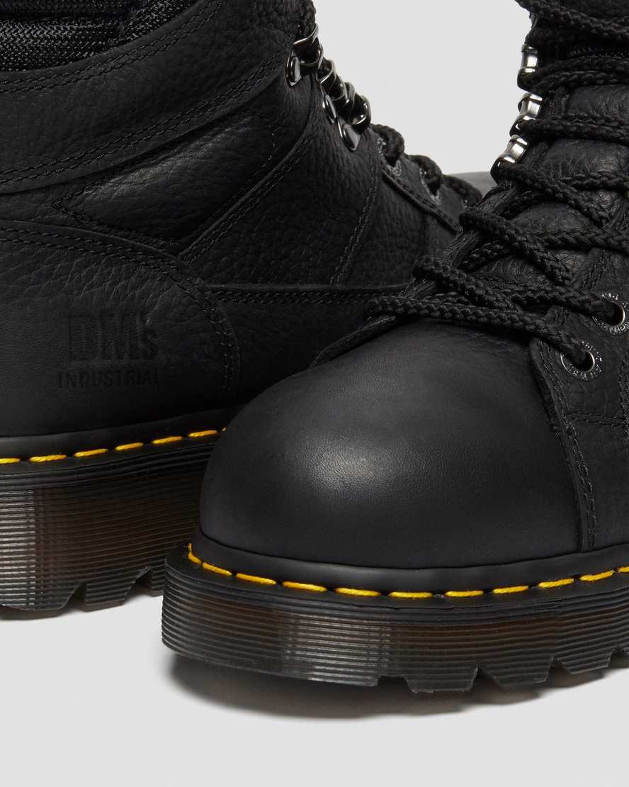 svarta dr martens ironbridge grizzly steel toe arbetsstövlar för dam