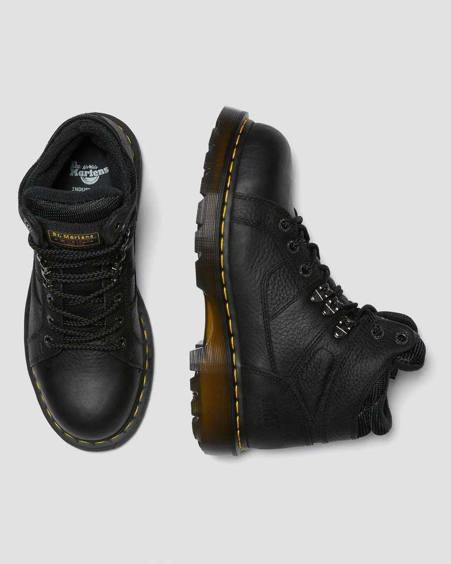 svarta dr martens ironbridge grizzly steel toe arbetsstövlar för dam