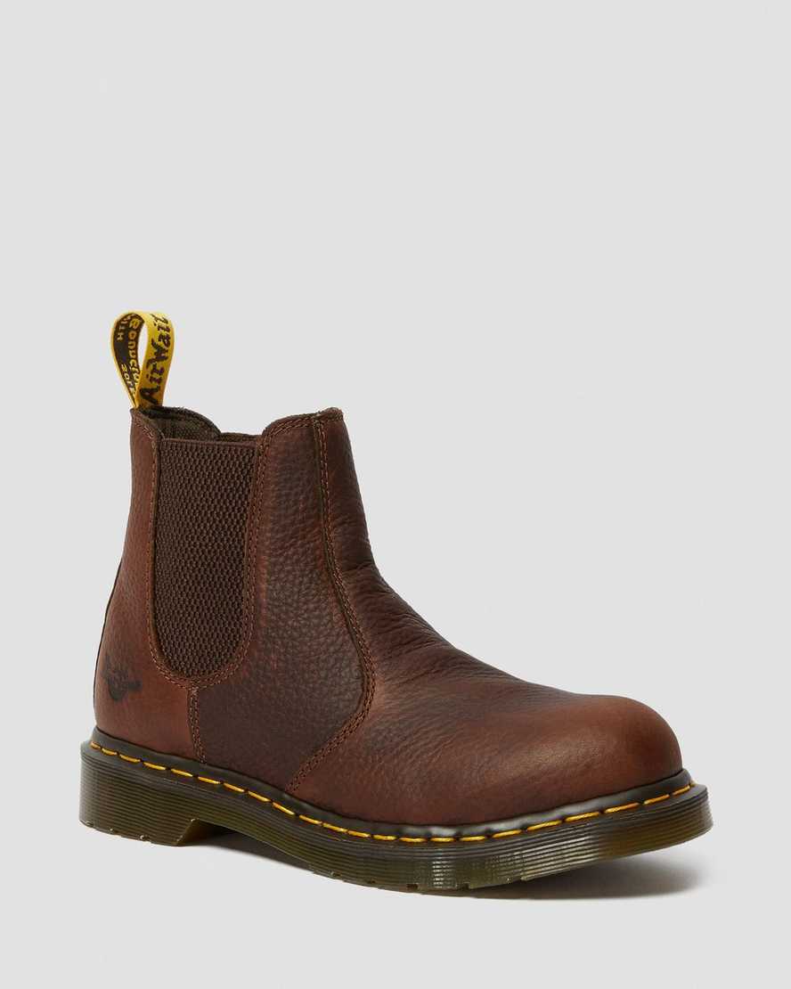 bruna dr martens arbor steel toe arbetsstövlar för dam