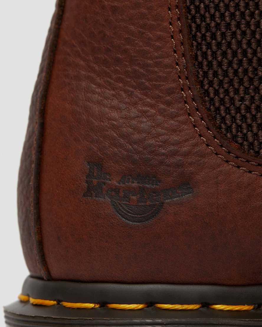 bruna dr martens arbor steel toe arbetsstövlar för dam