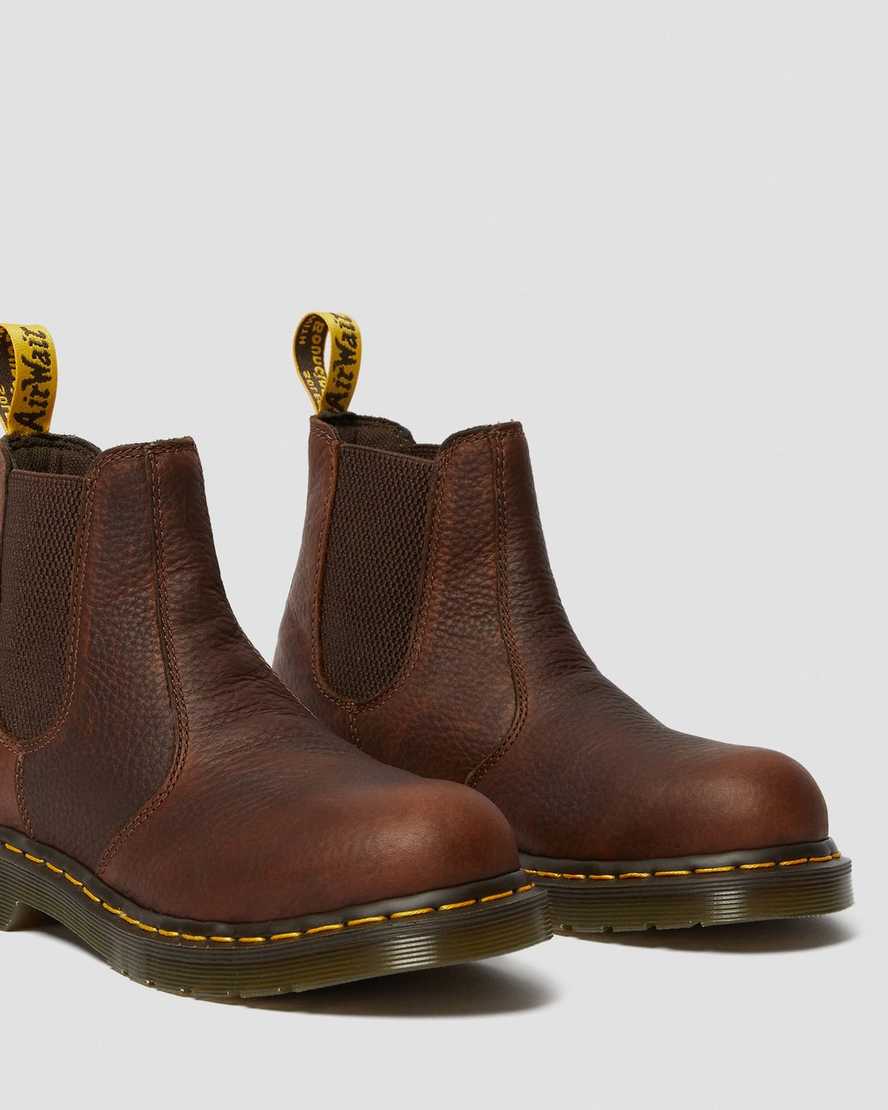 bruna dr martens arbor steel toe arbetsstövlar för dam