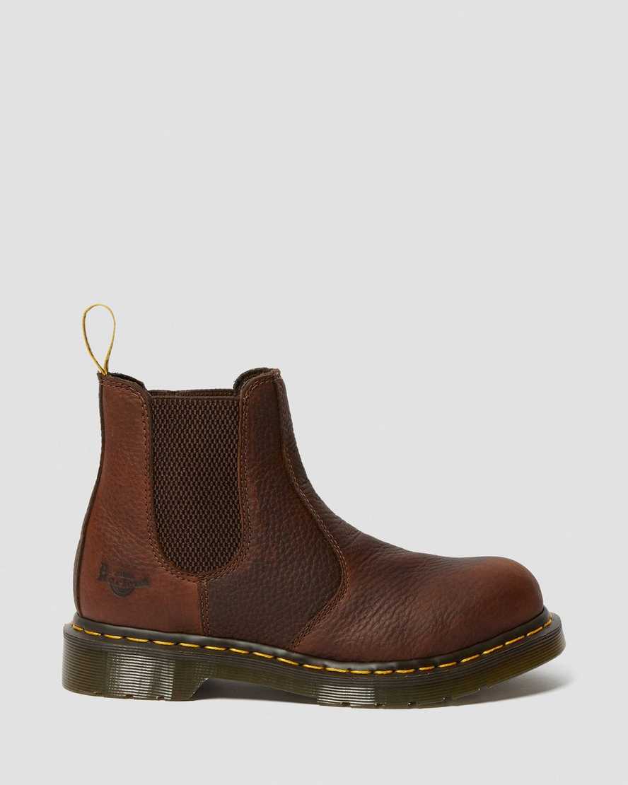 bruna dr martens arbor steel toe arbetsstövlar för dam