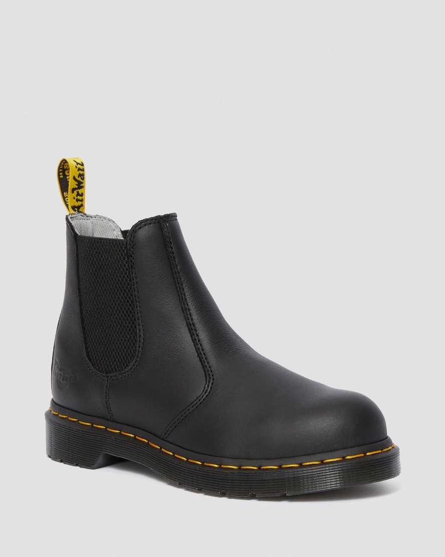 svarta dr martens arbor newark steel toe arbetsstövlar för dam