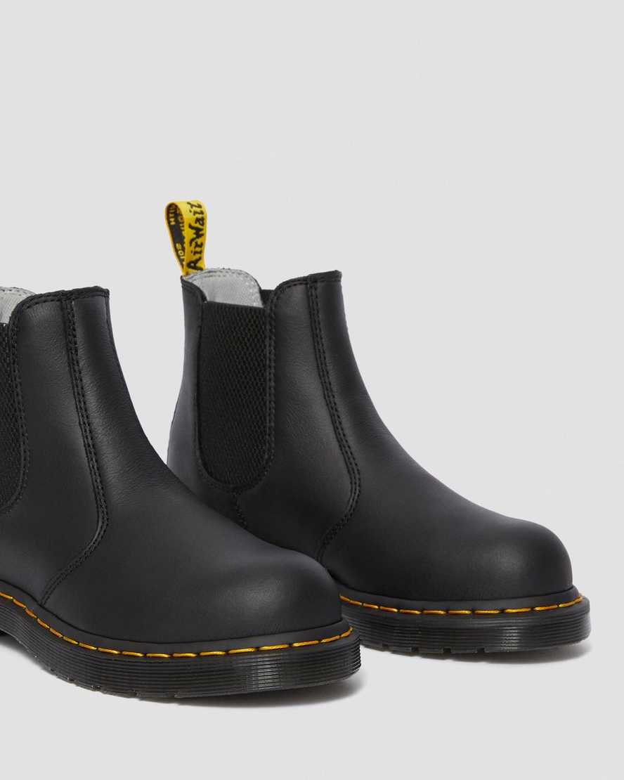 svarta dr martens arbor newark steel toe arbetsstövlar för dam