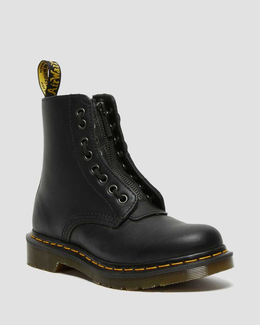 svarta dr martens 1460 pascal nappa damstövlar med dragkedja